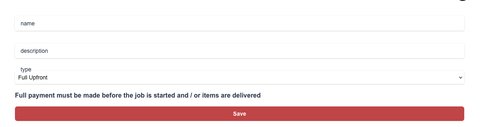 Billing Terms Full Payment form