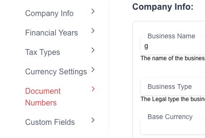 document number menu