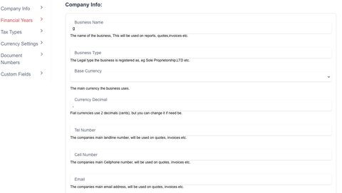 company financial years menu