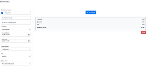 new Invoice form