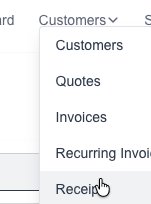 Receipts menu