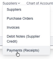 Invoices menu